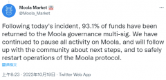 比特派钱包苹果下载|Moola Market攻击事件更新：攻击者已归还93.1%的被盗资金 
